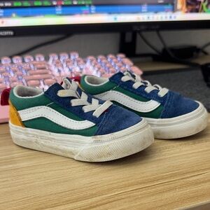 Vans Kids Sneakers in Blue, Green, and Yellow